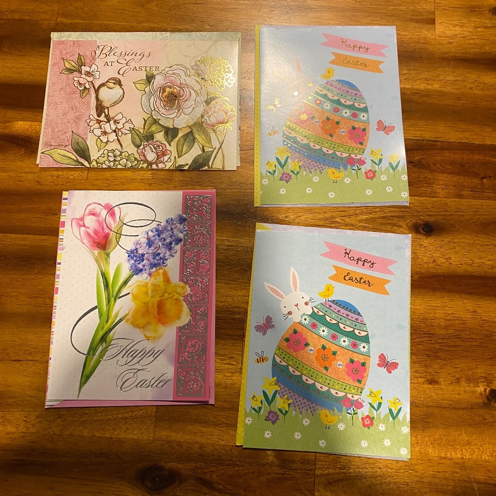 Pack of 4 - Easter greeting cards with envelopes